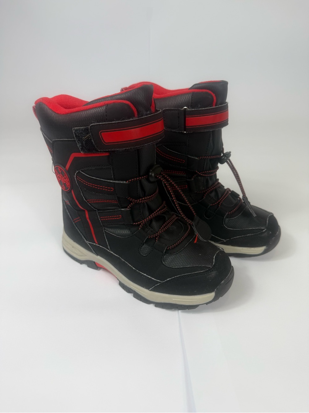 Totes Kids Waterproof Sage Black Red Boys Boots Winter 2M